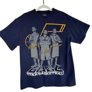 Vintage Utah Jazz UNK Shirt Youth L Navy Deron Williams Millsap Big Al  Y2K